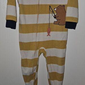 Carter's Yellow and White Striped Bear Fishing One-Piece